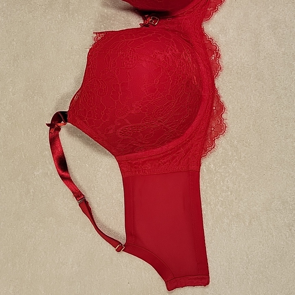 Elegant Red Lace Bra - Picture 4 of 12
